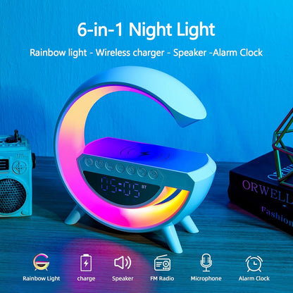 6-in-1 Digital Led Wireless Charger Speaker