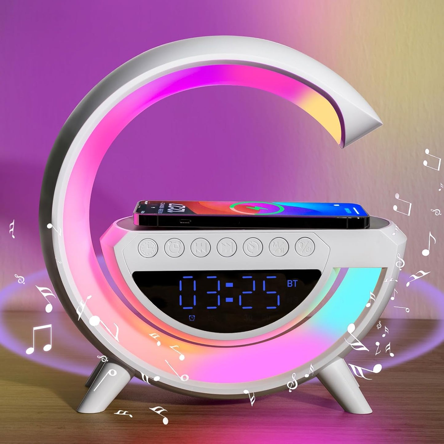 6-in-1 Digital Led Wireless Charger Speaker